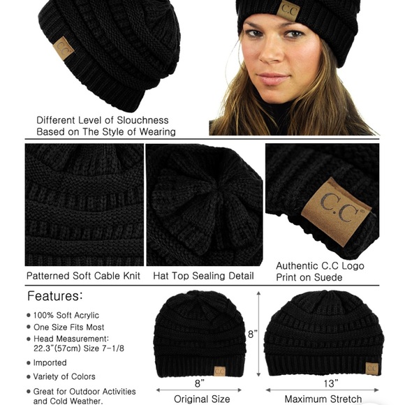 Warm chunky soft stretch cable knit beanie (ivory) - Picture 5 of 5